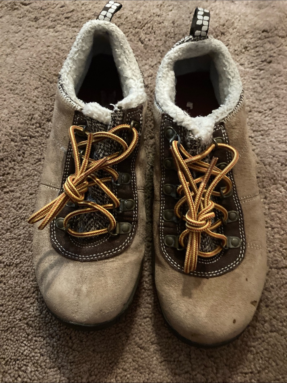 Merrell Brown Faux-Shearling Lined Lace-Up Athletic Shoes unisex sizes 9,, 6.5,